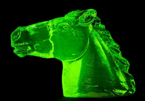 Unique uranium glass hand made decoration - horse, size 150x50x95mm, Czech Bohemian Glass, 1 pc Unique uranium glass hand made decoration - horse, size 150x50x95mm, Czech Bohemian Glass, 1 pc von BIJOUX COMPONENTS