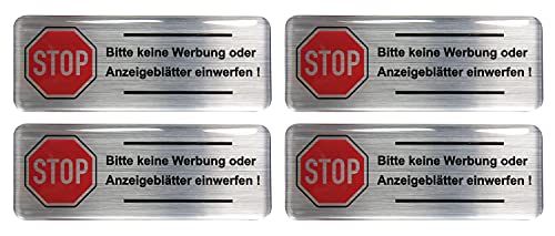 BIKE-label Briefkasten Aufkleber 3D Alu 80x30 mm 4 Stück Keine Werbung 403009VE BIKE-label Briefkasten Aufkleber 3D Alu 80x30 mm 4 Stück Keine Werbung 403009VE von BIKE-label