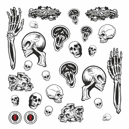 BIKE-label Fahrrad Aufkleber 26-teiliges Sticker Set Skull Totenschädel Bone X400125VA von BIKE-label