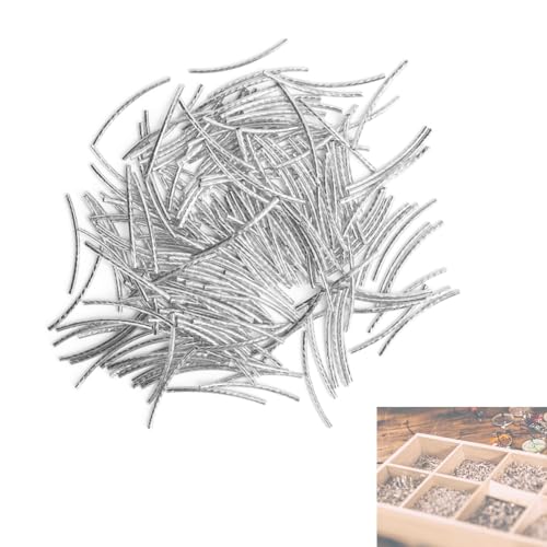 Tube Spacer Beads, 200Pcs Curved Noodle Tube Spacer Beads Long Sleeks Twists DIY Schmuckherstellung Zubehör(Silber) von BIKING