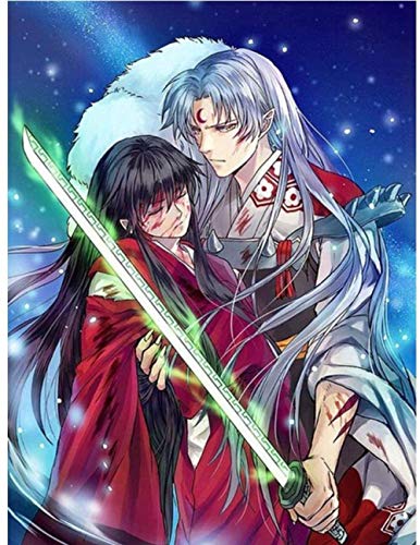 BILIVAN 5D DIY Animation Diamond Painting Inuyasha Bilder Diamant Stickerei Full Round Drill Cross Stitch Home Decor (50 x 70 cm) von BILIVAN