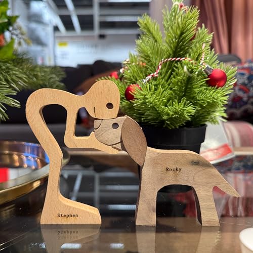 BILYSKEP Personalisierte Holzfigur Mann und Hund, Schnitzstatue, handgefertigter Holzhund, einzigartiges Geschenk für Hundeliebhaber, Holzskulpturen, handgefertigte Akzente, Bastelfigur für BILYSKEP Personalisierte Holzfigur Mann und Hund, Schnitzstatue, handgefertigter Holzhund, einzigartiges Geschenk für Hundeliebhaber, Holzskulpturen, handgefertigte Akzente, Bastelfigur für von BILYSKEP