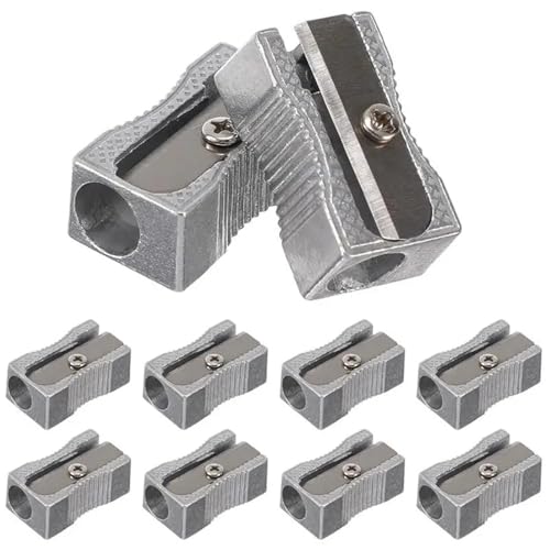 10 x zweifarbiger Bleistiftspitzer, Tasche, Aluminiumlegierung, Metall, 1 Loch, Stahl, rechteckig, kleine Spitzer, Schulbedarf 10 x zweifarbiger Bleistiftspitzer, Tasche, Aluminiumlegierung, Metall, 1 Loch, Stahl, rechteckig, kleine Spitzer, Schulbedarf von BIMRTGXR