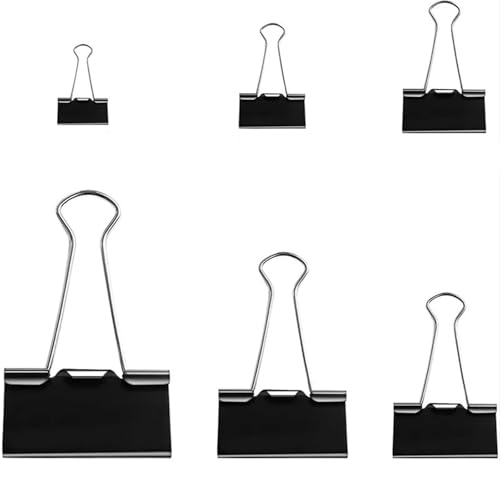 30/20/15/10/5 Stück Binder-Clips, schwarz, Foldback-Clips, 15/19/25/32/41/51 mm, Büroklammern, Büroklammern, Büroklammern für Zuhause, Schule, Büro, Aufbewahrung (19 mm, 20 Stück) von BIMRTGXR