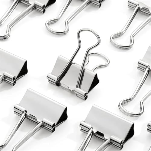 5–30 Stück Binder-Clips aus Metall, silberfarben, Büroklammern, Klemme, 15/19/32/40/50 mm, Schreibwaren-Clip, Büroklammern, Schulbedarf (25 mm, 20 Stück) von BIMRTGXR
