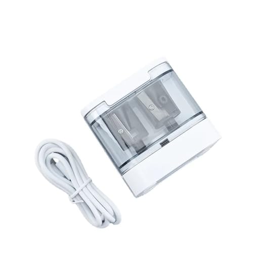 Elektrischer Bleistiftspitzer, Doppelloch-Batterie oder USB-Netzteil, Schule, Studenten, Schreibwaren (1 Weiß, 1 USB) von BIMRTGXR