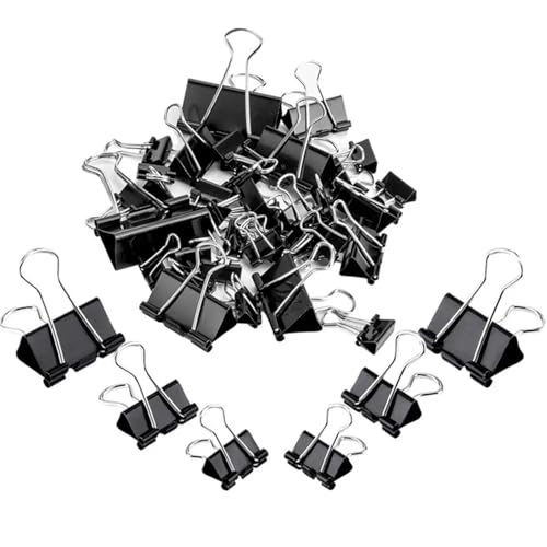 Metall-Büroklammern, 15 mm, 19 mm, 25 mm, 32 mm, Foldback-Metallklammern, schwarze Griffklemmen, Papier, Dokumente, Büro, Schule, Schreibwaren (15 mm, bunt) von BIMRTGXR