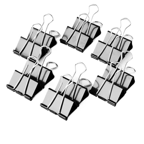 Metall-Büroklammern, 19, 25, 32, 41, 51 mm, Foldback-Metallklammern, schwarze Griffklemmen, Papier, Dokumente, Büro, Schule, Schreibwaren (32 mm), 10 Stück von BIMRTGXR