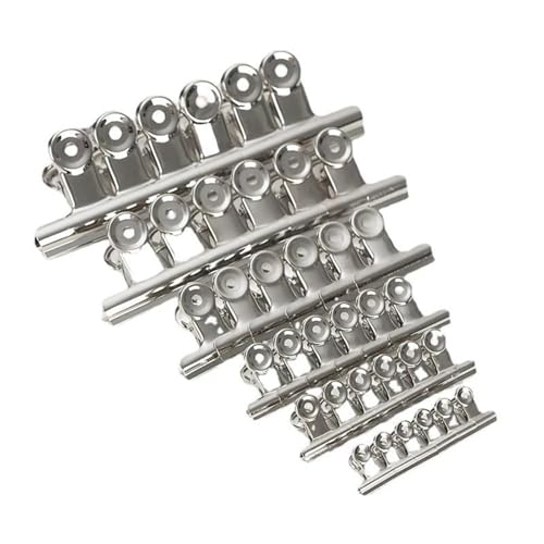 Metall-Büroklammern, 20, 29, 38, 51, 62, 73 mm, Foldback-Metallklammern, silberfarbene Griffklemmen, Dokumente, Büro, Schule, Schreibwaren (20 mm) von BIMRTGXR
