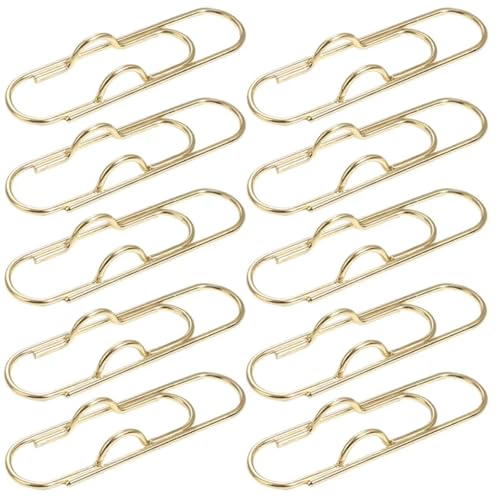 Multifunktionale Metall-Büroklammern, Papierbefestigung, Stifthalter-Clips für Tagebuch, Dokument, Notizbuch, Text, feste Anstecknadel, Anti-Verlust-Bleistiftklemme (Gold, 10 Stück) von BIMRTGXR