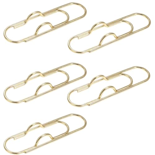 Multifunktionale Metall-Büroklammern, Papierbefestigung, Stifthalter-Clips für Tagebuch, Dokument, Notizbuch, Text, feste Anstecknadel, Anti-Verlust-Bleistiftklemme (Gold, 5 Stück) von BIMRTGXR