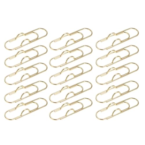 Multifunktionale Metall-Büroklammern, Papierbefestigung, Stifthalter-Clips für Tagebuch, Dokumente, Notizbuch, Text, feste Anstecknadel, Anti-Verlust-Bleistiftklemme (Gold, 15 Stück) von BIMRTGXR
