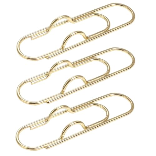 Multifunktionale Metall-Büroklammern, Papierbefestigung, Stifthalter-Clips für Tagebuch, Dokumente, Notizbuch, Text, feste Anstecknadel, Anti-Verlust-Bleistiftklemme (Gold, 3 Stück) von BIMRTGXR