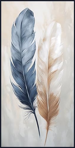 BINGDOU Feder Blau 5D Diamond Painting Set Erwachsene, Daiments Painting Erwachsene, Stitch Diamond Painting Erwachsene Groß, Vollbohrer Diamant füR Home Wanddekoration 40x120cm von BINGDOU