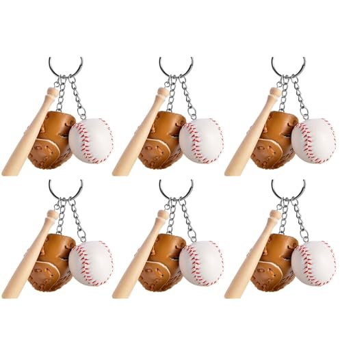 BINGGA Baseball-Schlüsselanhänger, Baseball-Schlüsselhalter, Baseball-Anhänger, Schlüsselanhänger für Kinder, Geburtstag, Party, Weihnachten, Strumpffüller, 6 Stück BINGGA Baseball-Schlüsselanhänger, Baseball-Schlüsselhalter, Baseball-Anhänger, Schlüsselanhänger für Kinder, Geburtstag, Party, Weihnachten, Strumpffüller, 6 Stück von BINGGA