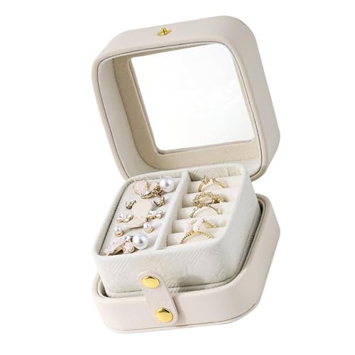 BINGGA Schmuck-Organizer-Box mit Fächern, PU-Lederetui für Ohrringe, Armbänder, Halsketten, Schmuckhalter von BINGGA