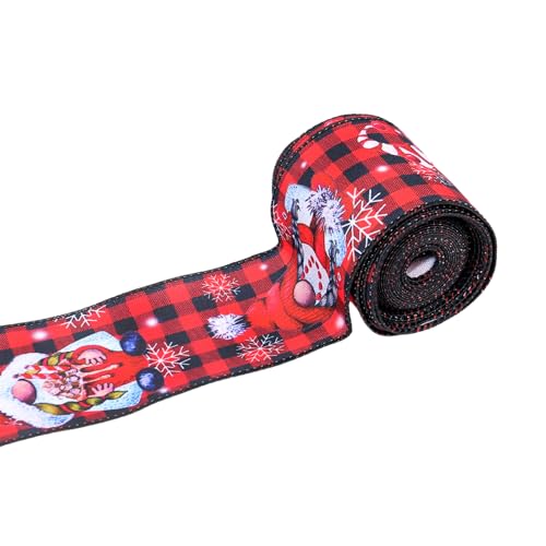 Mehrfarbiges Ripsband mit Weihnachtsgitter-Zwerg-Muster, für Schleifen, Schachteln, Bastelarbeiten, Dekoration, Verpackung Mehrfarbiges Ripsband mit Weihnachtsgitter-Zwerg-Muster, für Schleifen, Schachteln, Bastelarbeiten, Dekoration, Verpackung von BINGGA