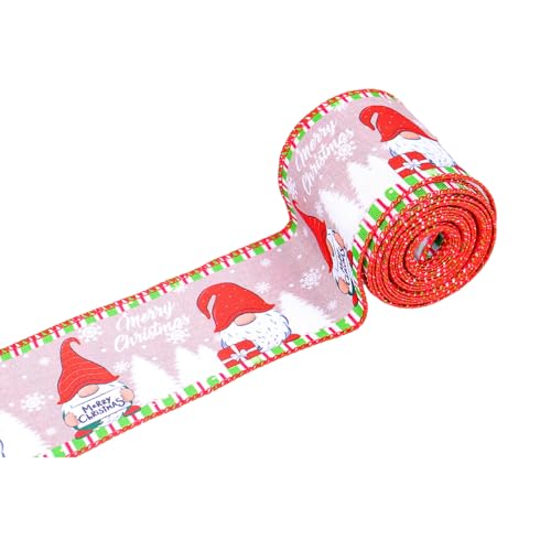 Mehrfarbiges Ripsband mit Weihnachtsgitter-Zwerg-Muster, für Schleifen, Schachteln, Bastelarbeiten, Dekoration, Verpackung Mehrfarbiges Ripsband mit Weihnachtsgitter-Zwerg-Muster, für Schleifen, Schachteln, Bastelarbeiten, Dekoration, Verpackung von BINGGA