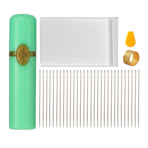 Nadel mit großem Öhr, Handnähnadel-Set, Garn, Stricknadel, Fingerhut, Stopfnadel, Nähnadel von BINGGA