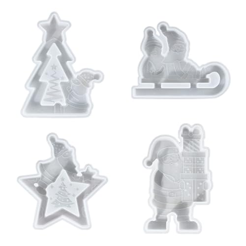 Silikonformen für Epoxidharz, Gips, Dekorationen, Weihnachten, Heimdekoration, 4 Stück Silikonformen für Epoxidharz, Gips, Dekorationen, Weihnachten, Heimdekoration, 4 Stück von BINGGA