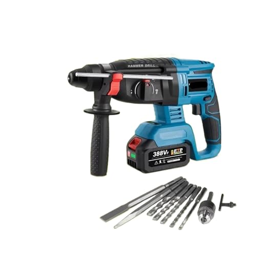 1680 W 26 mm bürstenloser Elektrohammer, kabellos, effizient, wiederaufladbar, Schlagbohrmaschine, Elektrowerkzeug for 18-V-Akku Für Abbrucharbeiten, Grabenarbeiten, Meißeln(2XBattery-Option 6) von BINGNU