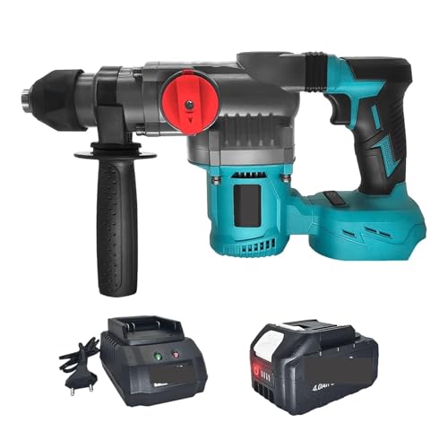 2-Modus bürstenloser elektrischer Schlagbohrhammer, 26 mm, kabelloser Bohrhammer, Hand-Elektrowerkzeuge Für Abbrucharbeiten, Grabenarbeiten, Meißeln(1PC 4.0Ah Battery) von BINGNU