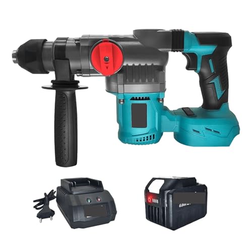 2-Modus bürstenloser elektrischer Schlagbohrhammer, 26 mm, kabelloser Bohrhammer, Hand-Elektrowerkzeuge Für Abbrucharbeiten, Grabenarbeiten, Meißeln(1PC 6.0Ah Battery) von BINGNU