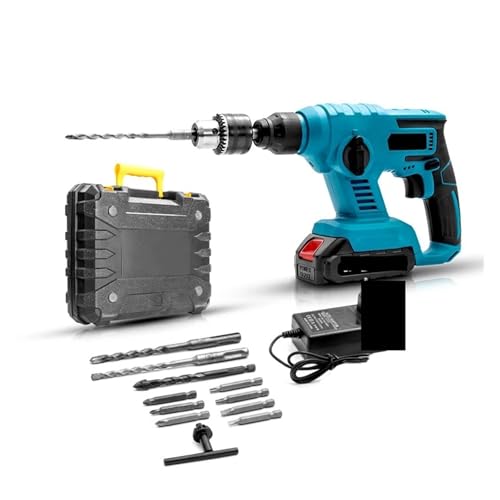 21 V bürstenloser elektrischer Schlagbohrer, Akku-Bohrer, multifunktional, rotierend, wiederaufladbar, for 18 V Akku Für Abbrucharbeiten, Grabenarbeiten, Meißeln(2 battery) von BINGNU