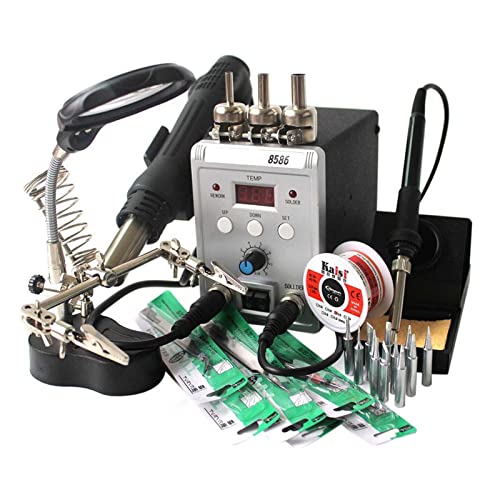 BINGNU Lötstation, 2 in 1 Antistatik 8586 Digital Display Lötplanungsstation Lötkolbenschweißen Heißluftpistole Entmieter Reparatur-Elektromüter Für Rework und Entlöten(Set-8) von BINGNU