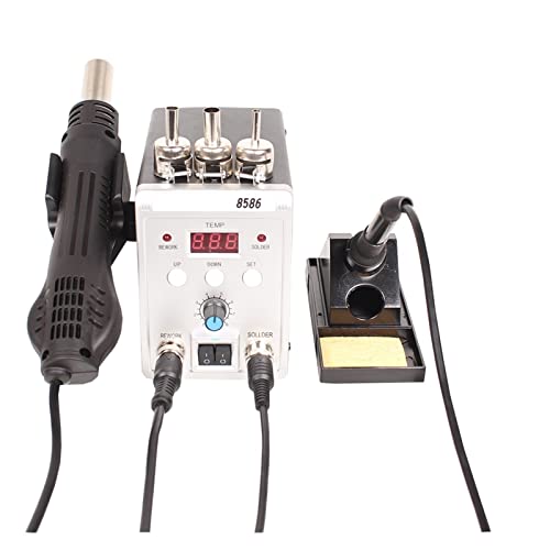 BINGNU Lötstation, 8586 760W 2 in 1 Lötstation Elektrische Elektro -Löteisen Heißluftpistole SMD BGA Überarbeiten von Entladungsschweißreparaturwerkzeugen Kit überarbeiten Für Rework und Entlöten von BINGNU