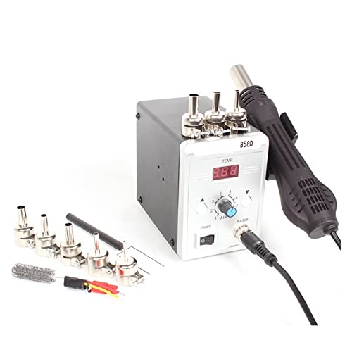 BINGNU Lötstation, 858d Hot Air Gun 70 0W BGA Lötung Lötmittel entlordende Station Hitze Luftgeschirrgebläse Haartrockner Löten SMD SMT Schweißreparaturwerkzeug Für Rework und Entlöten(Set-2) von BINGNU