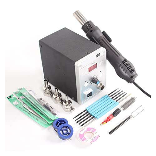BINGNU Lötstation, 858d Hot Air Gun 70 0W BGA Lötung Lötmittel entlordende Station Hitze Luftgeschirrgebläse Haartrockner Löten SMD SMT Schweißreparaturwerkzeug Für Rework und Entlöten(Set-5) von BINGNU