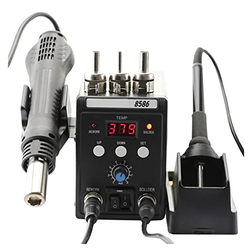 BINGNU Lötstation, Digitale Antistatik-Lötstation Entlordungsstation Hot Air Heißluftpistole Schweißreparatur Elektrische Werkzeuge Für Rework und Entlöten(8586 Black) von BINGNU