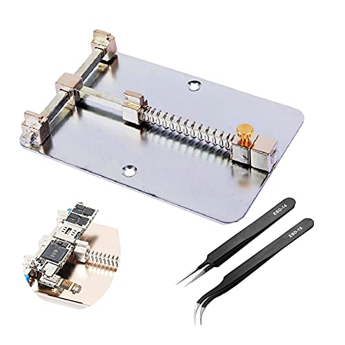 BINGNU Lötstation, PCB Halter Jig for Handy-Leiterplatten-Reparatur Universal-Überarbeitungsstation SMD Lötplattform mit 2 antistatischen Tweezern Für Rework und Entlöten von BINGNU