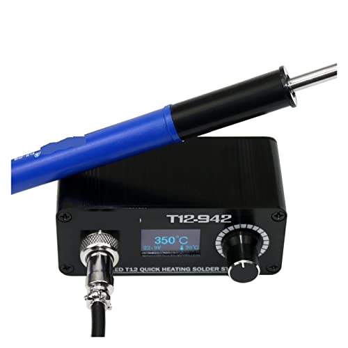 BINGNU Lötstation, T12-942 Löteisenstation OLED Lötmittel Elektrische Schweiß -Eisen -Spitzen mit P9 -Griff mit Netzteil mit Netzteil Für Rework und Entlöten(SET2,Blue Handle) von BINGNU