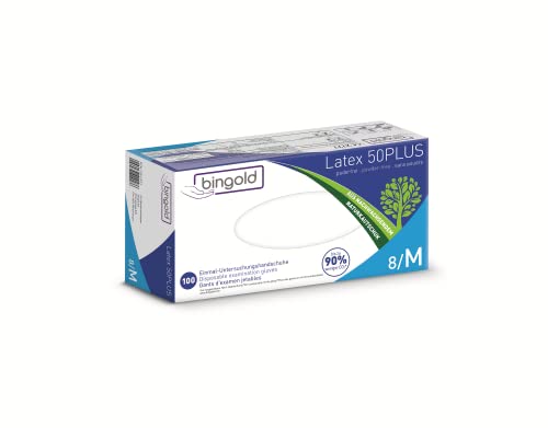 Einmalhandschuhe Latex 50PLUS natur 100-er Box von BINGOLD