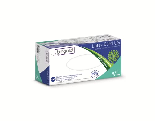 Einmalhandschuhe Latex 50PLUS natur 100-er Box von BINGOLD