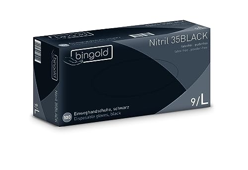 Einmalhandschuhe Nitril 35BLACK, schwarze Nitrilhandschuhe, Größe L, 100-er Pack Einmalhandschuhe Nitril 35BLACK, schwarze Nitrilhandschuhe, Größe L, 100-er Pack von BINGOLD