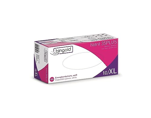 Einmalhandschuhe Nitril 35PLUS, weiß, 100-er Pack, Größe XL Einmalhandschuhe Nitril 35PLUS, weiß, 100-er Pack, Größe XL von BINGOLD