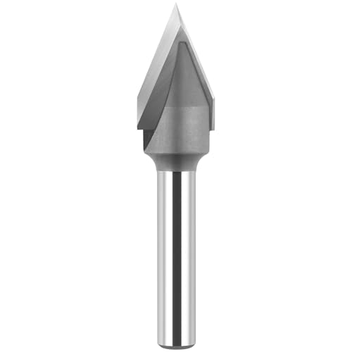 BINSTAK 45-Grad-V-Nut-Fräser-Bit, Hartmetallbestückt, CNC-V-Fräser mit 1/4-Zoll-Schaft, 1/2-Zoll-Schnittdurchmesser, CNC-Holzbearbeitungswerkzeuge von BINSTAK