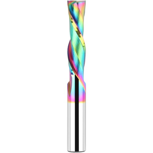 BINSTAK Downcut Spiralfräser-Bit, 1/2-Schaft, extra lang, 10,2 cm, CNC-Fräser-Bits, Vollhartmetall und TAC-beschichteter CNC-Schaftfräser für Holzbearbeitung, Schlitz-Einsteckschlitz, Schnitzen von BINSTAK