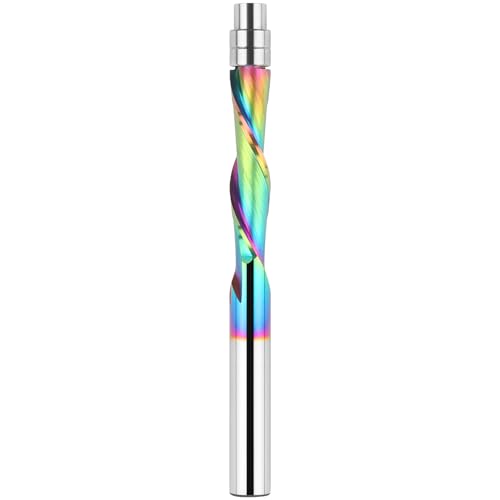 BINSTAK Downcut Spiralfräser-Bit, 1/4-Zoll-Schaft, Vollhartmetall-Spiralschneider-Fräser-Bits für Holzbearbeitung mit langlebiger TAC-Beschichtung (6,35 mm SHK, nach unten geschnitten) von BINSTAK