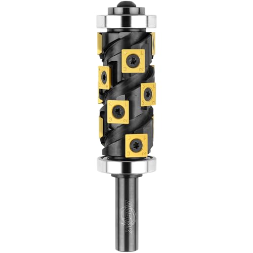 BINSTAK Heavy Duty Flush Trim Router Bit 1/2 Zoll Schaft, 14 Stück Hartmetalleinsätze mit TiN Beschichtung, oberes und unteres Lager, bündig geschnittene Spirale CNC-Fräser-Bits für Holzbearbeitung von BINSTAK