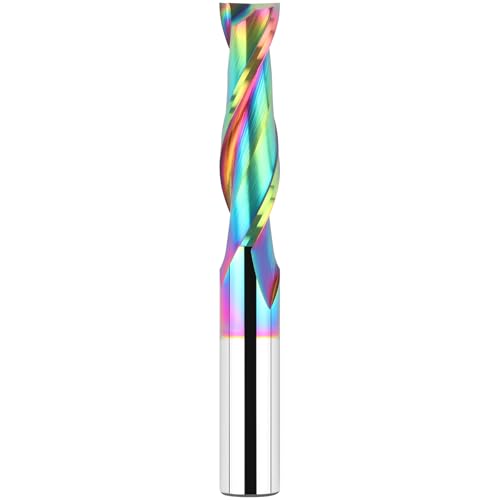 BINSTAK Upcut Spiralfräser-Bit, 1/2-Zoll-Schaft, 5,1 cm Schnittlänge, TAC-beschichtete CNC-Fräser-Bits, Vollhartmetall-Schaftfräser für Holzbearbeitung, Schlitz-Einsteckschlitz, Schnitzen, Gravieren von BINSTAK