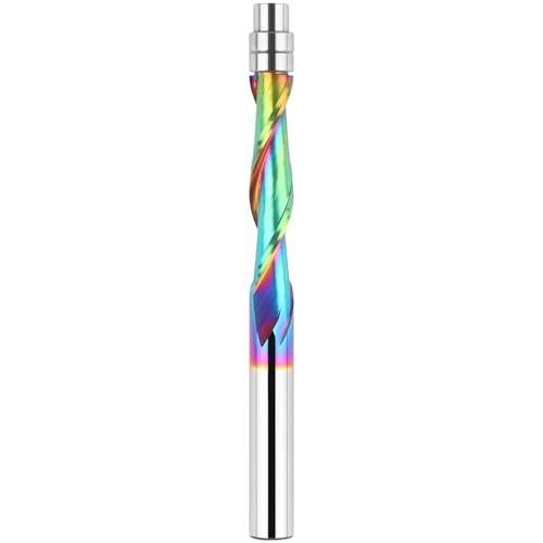 BINSTAK Upcut Spiralfräser-Bit, 1/4-Zoll-Schaft, Hartmetall-Spiralfräser-Bits mit unterem Lagermuster, Oberfräsen-Bit, 1/4-Zoll-Schaft, CNC-Holzarbeiten (6,35 mm SHK, hochgeschnitten) von BINSTAK