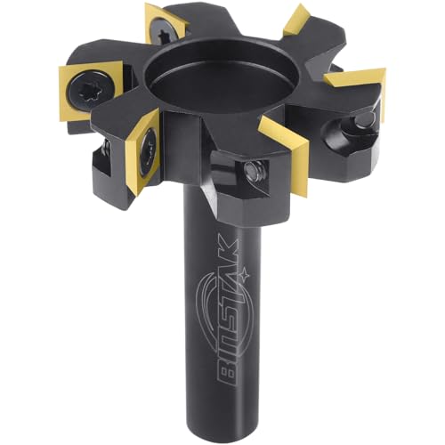 CNC-Spoilboard-Oberfräsen-Bit, 1,27 cm Schaft, 5,1 cm Schnittdurchmesser, 6 Flügel, Hartmetall-Einsatz, Platten-Abflachungsfräser-Bits, Holzhobel-Bit von BINSTAK