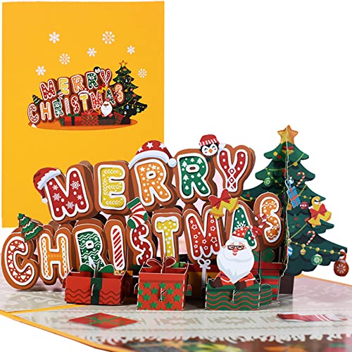 3D Weihnachtskarte Pop Up, Uphohe Qualität Handgemacht Klappkarten, Frohe Weihnachten Karte Für Familie und Freunde - lustige weihnachtskarten mit umschlag von BINXWA