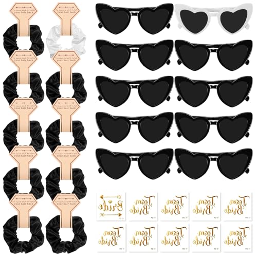 JGA Brillen Team Braut Haargummi Herz Sonnenbrille Bride Partybrille Set 10 Herzförmige Brille 10 Haargummi 10 Aufkleber JGA Deko Accessoires für Junggesellinnenabschied 30 Stück JGA Brillen Team Braut Haargummi Herz Sonnenbrille Bride Partybrille Set 10 Herzförmige Brille 10 Haargummi 10 Aufkleber JGA Deko Accessoires für Junggesellinnenabschied 30 Stück von BINYI