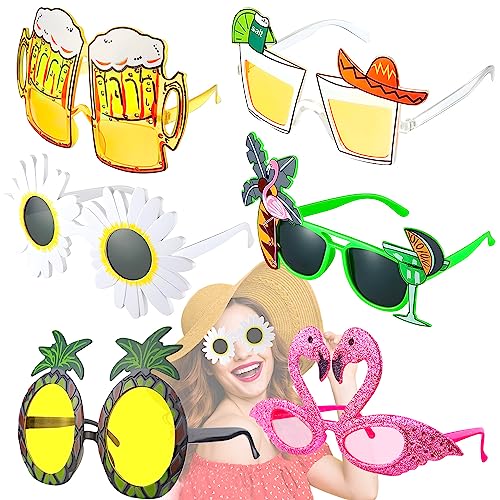 Party Brillen Lustige Brille Partybrille Lustige Sonnenbrille Set Hawaiian Tropical Brille Kostüm Party Spassbrillen für Strand Thema Dekoration Party Zubehör Foto Requisite 6 Stück Party Brillen Lustige Brille Partybrille Lustige Sonnenbrille Set Hawaiian Tropical Brille Kostüm Party Spassbrillen für Strand Thema Dekoration Party Zubehör Foto Requisite 6 Stück von BINYI