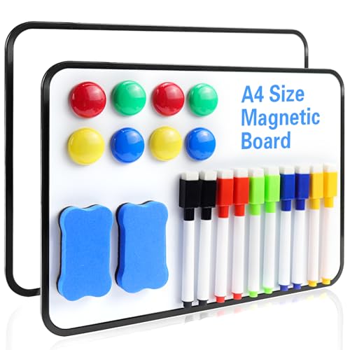 Whiteboard Magnetisch Magnettafel Magnetwand Klein White Board Doppelseitige Trocken Abwischbare Tafel mit 10 Stiften 8 Magnete 2 Radiergummi für Büro Heim und Schule 2 Pcs 30x 21cm von BINYI